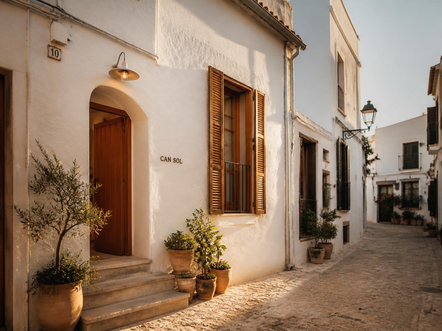 A renovated townhouse on a quiet Mediterranean street